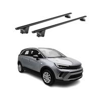 OMAC Barras de Techo Aluminio certificadas TÜV para Opel Crossland/Crossland X 2017-2025 - para rieles de Techo Integrados - Raíl T-Slot - Carga máx 100 kg - 2 Cierres Negro