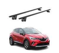 OMAC Barras de Techo Aluminio certificadas TÜV para Renault Captur II 2019-2026 - para rieles de Techo Integrados - Raíl T-Slot - Carga máx 100 kg - 2 Cierres Negro