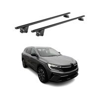 OMAC Barras de Techo Aluminio certificadas TÜV para Renault Espace 2023-2026 - para rieles de Techo Integrados - Raíl T-Slot - Carga máx 100 kg - 2 Cierres Negro
