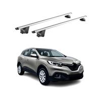 OMAC Barras de Techo Aluminio certificadas TÜV para Renault Kadjar 2015-2022 - para rieles de Techo Integrados - Raíl T-Slot - Carga máx 100 kg - 2 Cierres Gris