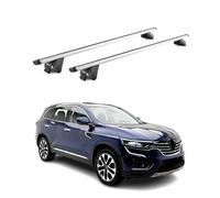 OMAC Barras de Techo Aluminio certificadas TÜV para Renault Koleos II 2016-2024 - para rieles de Techo Integrados - Raíl T-Slot - Carga máx 100 kg - 2 Cierres Gris