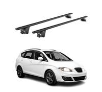 OMAC Barras de Techo Aluminio certificadas TÜV para Seat Altea Freetrack XL 2007-2015 - para rieles de Techo Integrados - Raíl T-Slot - Carga máx 100 kg - 2 Cierres Negro