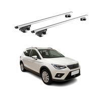 OMAC Barras de Techo Aluminio certificadas TÜV para Seat Arona 2017-2026 - para rieles de Techo estándar - Raíl T-Slot - Carga máx 90 kg - 2 Cierres Gris