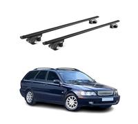 OMAC Barras de Techo Aluminio certificadas TÜV para Volvo V40 V50 1996-2012 - para rieles de Techo estándar - Raíl T-Slot - Carga máx 90 kg - 2 Cierres Negro