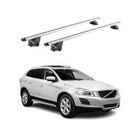 OMAC Barras de Techo Aluminio certificadas TÜV para Volvo XC60 I 2009-2017 - para rieles de Techo Integrados - Raíl T-Slot - Carga máx 100 kg - 2 Cierres Gris