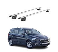 OMAC Barras de Techo Aluminio para BMW 2er Gran Tourer F46 2014-2021 - para Barras Integradas - T Nut - MAX 100 kg - 2 Schlösser Plata