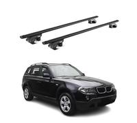 OMAC Barras de Techo Aluminio para BMW X3 E83 2003-2010 - para Barras Estándar - T Nut - MAX 90 kg - 2 Schlösser Negro