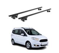 OMAC Barras de Techo Aluminio para Ford Tourneo Courier I 2014-2023 - para Barras Estándar - T Nut - MAX 90 kg - 2 Schlösser Negro