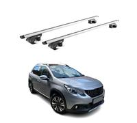 OMAC Barras de Techo Aluminio para Peugeot 2008 I 2013-2019 - para Barras Estándar - T Nut - MAX 90 kg - 2 Schlösser Plata