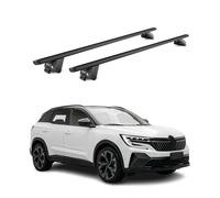 OMAC Barras de Techo Aluminio certificadas TÜV para Renault Austral 2022-2026 - para rieles de Techo Integrados - Raíl T-Slot - Carga máx 100 kg - 2 Cierres Negro