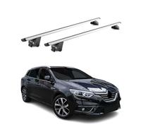OMAC Barras de Techo Aluminio para Renault Megane IV Grandtour 2016-2022 - para Barras Integradas - T Nut - MAX 100 kg - 2 Schlösser Plata