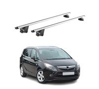 OMAC Barras de techo compatibles con Opel Zafira C Tourer 2011-2019, aluminio, HOMOLOGACIÓN 100kg, plata, 2 piezas, reling cerrado para portabicis, portaequipajes, portaesquíes, portacargas de gran