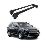 OMAC Barras de techo de aluminio compatibles con Hyundai Santa Fe III 2013 - 2018 - City Crash - ISO/PAS 11154:2006 - Se puede cerrar - máx. 75 kg - 2 barras negras