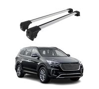 OMAC Barras de techo de aluminio compatibles con Hyundai Santa Fe III 2013 - 2018 - City Crash - ISO/PAS 11154:2006 - Se puede cerrar - máx. 75 kg - 2 barras plateadas