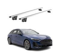 OMAC - Barras de techo de aluminio con certificación TÜV para Audi A5 B10 Break 2024-2026 - para rieles de techo integrados - ranura en T - carga máxima 100 kg - 2 antirrobos Plata
