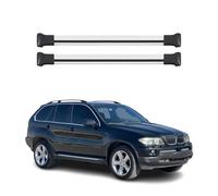 OMAC - Barras de techo de aluminio para BMW X5 E53 1999-2006 - TÜV/DIN 75302:2019 - Carga máxima 75 kg - 2 barras de plata