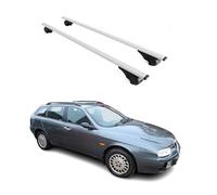 OMAC - Barras de techo para Alfa Romeo 156 Sportwagon 2000-2006 - TÜV/DIN 75302:2019 - Antirrobo Incluido - Carga Max 75kg - 2 Barras Plata