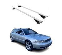 OMAC - Barras de techo para Audi A4 B5 Delantero 1994-2001 - TÜV/DIN 75302:2019 - Antirrobo Incluido - Carga Max 75kg - 2 Barras Plata