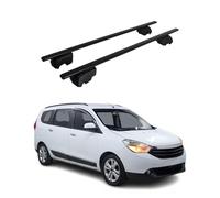 OMAC - Barras de techo para Dacia Lodgy 2012-2022 - City Crash Tested - ISO No 11154:2006 - Antirrobo Incluido - Carga Max 75 kg - 2 Barras Negro