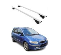OMAC - Barras de techo para Mazda Premacy I 1999-2004 - TÜV/DIN 75302:2019 - Antirrobo Incluido - Carga Max 75kg - 2 Barras Plata