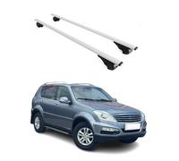 OMAC Barras de Techo para SsangYong Rexton I 2001-2017 - TÜV/DIN 75302:2019 - con Cerradura - Carga máx 75 kg - 2 Barras Gris