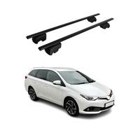 OMAC Barras de Techo para Toyota Auris II Familiar 2012-2018 - City Crash Tested - ISO Pas 11154:2006 - con Cerradura - Carga MAX 75 kg - 2 Barras Negro