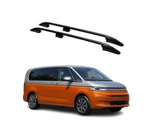 OMAC Barras de Techo Relingträger Compatible con VW T7 Multivan 2021-2026 Aluminio Negro 2 Pzs