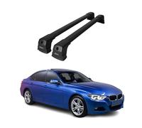 OMAC Barras de Techo transversales compatibles con BMW Serie 3 E90 E91 Sedán Familiar 2004-2012 - 2 Barras - con Cerradura - Aluminio Negro