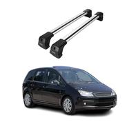 OMAC Barras de Techo transversales compatibles con Ford Focus C-MAX I 2004-2010 - 2 Barras - con Cerradura - Aluminio Gris