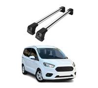 OMAC Barras de Techo transversales compatibles con Ford Transit Courier I 2014-2023 - 2 Barras - con Cerradura - Aluminio Gris