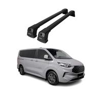 OMAC Barras de Techo Transversales Compatibles con Ford Transit Custom/Tourneo Custom II 2023-2026 - 2 Stangen - con Llave - Aluminio Negro