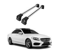 OMAC Barras de Techo transversales compatibles con Mercedes Clase C W205 2014-2021 - 2 Barras - con Cerradura - Aluminio Gris