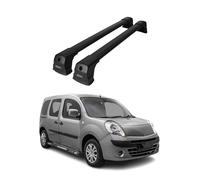 OMAC Barras de Techo transversales compatibles con Renault Kangoo II 2007-2021 - 2 Barras - con Cerradura - Aluminio Negro