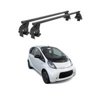 OMAC Barras de Techo transversales de Acero para Citroen C-Zero 2010-2022 - Antirrobo con Llave - Carril en T - Testadas City Crash - DIN 75302:2019 - ISO/Pas 11154:2006 - Carga máx. 50 kg Negro