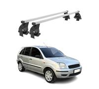 OMAC Barras de Techo transversales de Acero para Ford Fusion 2002-2012 - Antirrobo con Llave - Carril en T - Testadas City Crash - DIN 75302:2019 - ISO/Pas 11154:2006 - Carga máx. 50 kg Gris