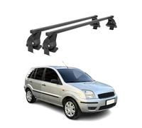 OMAC - Barras de techo transversales de acero para Ford Fusion 2002-2012 - Antirrobo Incluido - Probado City Crash - DIN 75302:2019 - ISO/Paso 11154:2006 - Carga máxima 50 kg Negro