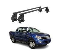 OMAC Barras de techo transversales de acero para Ford Ranger T6 P375 2011-2015 Pre-FL - Incluyen antirrobo - Cumplen con el test City Crash - DIN 75302:2019 - ISO/Pas 11154:2006 - Carga máxima 50 kg