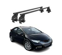 OMAC - Barras de techo transversales de acero para Honda Civic mk9 HB 2012-2017 - Antirrobo incluido - Probado City Crash - DIN 75302:2019 - ISO/Paso 11154:2006 - Carga máxima 50 kg Negro