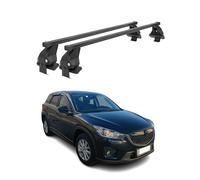 OMAC - Barras de techo transversales de acero para Mazda CX-5 I 2013-2016 - Antirrobo Incluido - Probado City Crash - DIN 75302:2019 - ISO/Paso 11154:2006 - Carga Max 50 kg Negro