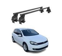 OMAC Barras de techo transversales de acero para VW Golf mk6 2008-2012 5 puertas - antirrobo incluido - Probado City Crash - DIN 75302:2019 - ISO/Paso 11154:2006 - Carga máxima 50 kg Negro