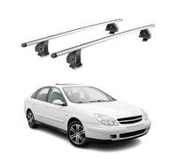 OMAC - Barras de techo transversales de aluminio para Citroen C5 I 2001-2008 - TÜV/DIN 75302:2019 - Antirrobo Incluido - Carga Max 75kg - 2 Barras - Gris