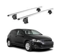 OMAC Barras de techo transversales de aluminio para VW Golf mk7 2012-2020 5Puertas - TÜV/DIN 75302:2019 - Antirrobo Incluido - Carga Max 75kg - 2 Barras - Gris