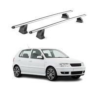 OMAC - Barras de techo transversales de aluminio para VW Polo mk3 HB Break 1994-2002 - TÜV/DIN 75302:2019 - Antirrobo Incluido - Carga Max 75kg - 2 Barras - Gris