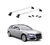 OMAC Barras de Techo Transversales para Audi A4 B8 B9 Avant 2008-2025 - con Llave (4 Schlösser) - MAX 100 kg - Robuste Befestigung Plata
