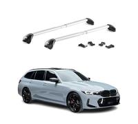 OMAC Barras de Techo transversales certificadas TÜV para BMW Serie 3 Familiar F31 G21 2012-2025 - con Llave (4 Cierres) - Carga máx 100 kg - Fijación Duradera Gris