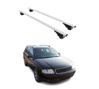 OMAC Barras portaequipajes básicas compatibles con Audi A6 C4 4A C5 4B Avant Allroad 1994-2005, metal, 75 kg, plata, 2 piezas, para portabicicletas, cajas de techo, portaesquís, con cerradura