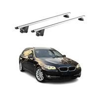OMAC Barras portaequipajes básicas compatibles con BMW Serie 5 Touring F11 G31 2010-2025, aluminio ABE, 100 kg, plata, 2 piezas, rieles cerrados para portabicicletas, cajas de techo, portaesquís