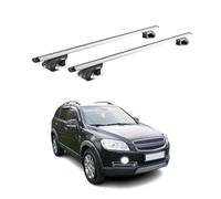 OMAC Barras portaequipajes básicas compatibles con Chevrolet Captiva 2006-2016 de aluminio ABE 90 kg, plata, 2 piezas, para portabicicletas, cajas de techo, portaesquís, con cerradura