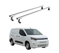 OMAC Barras portaequipajes básicas compatibles con Citroen Berlingo 2018-2025, aluminio, 75 kg, plata, 2 piezas, puntos de fijación para portabicicletas, cajas de techo, portaesquís ajustables