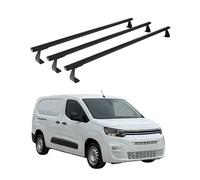 OMAC Barras portaequipajes básicas compatibles con Citroen Berlingo 2018-2025 de aluminio, 75 kg, color negro, 3 piezas, puntos de fijación para portabicicletas, cajas de techo, portaesquís ajustables